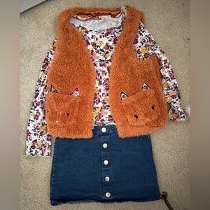 Shabby chic girls Shirt Skirt And Vest Set 7/8